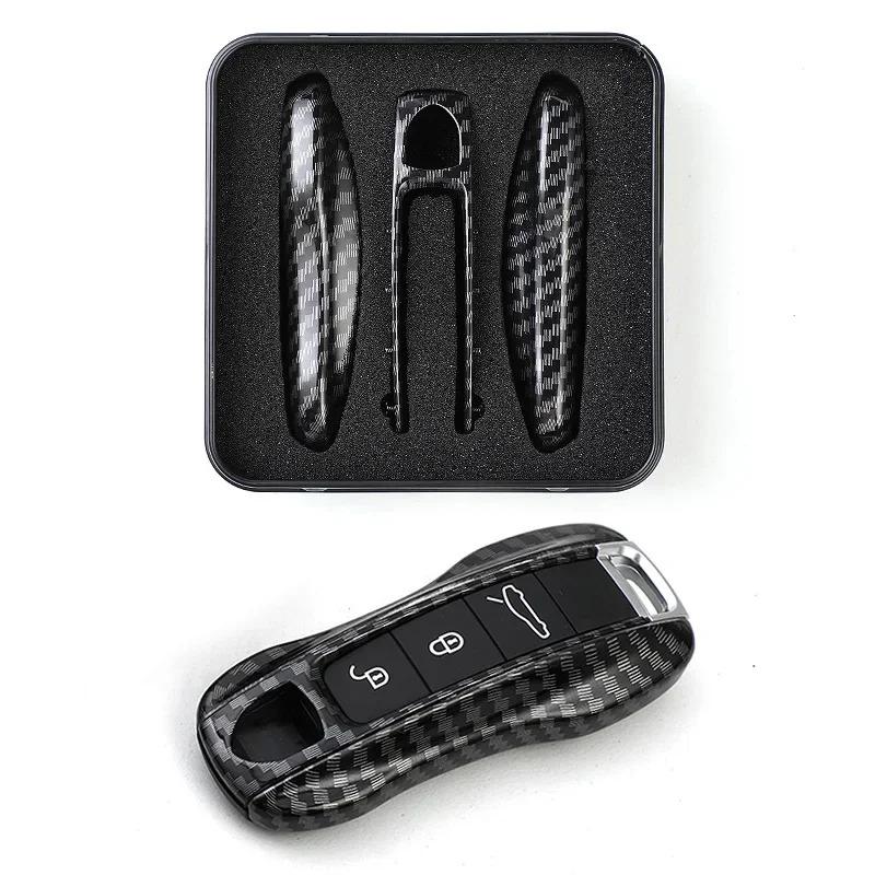 Pour Porsche Boxster Cayman Panamera Cayenne 911 Housse de Clé de Voiture 918 997 991 ABS Fibre de Carbone Étui à Clé Housse de Protection Accessoires