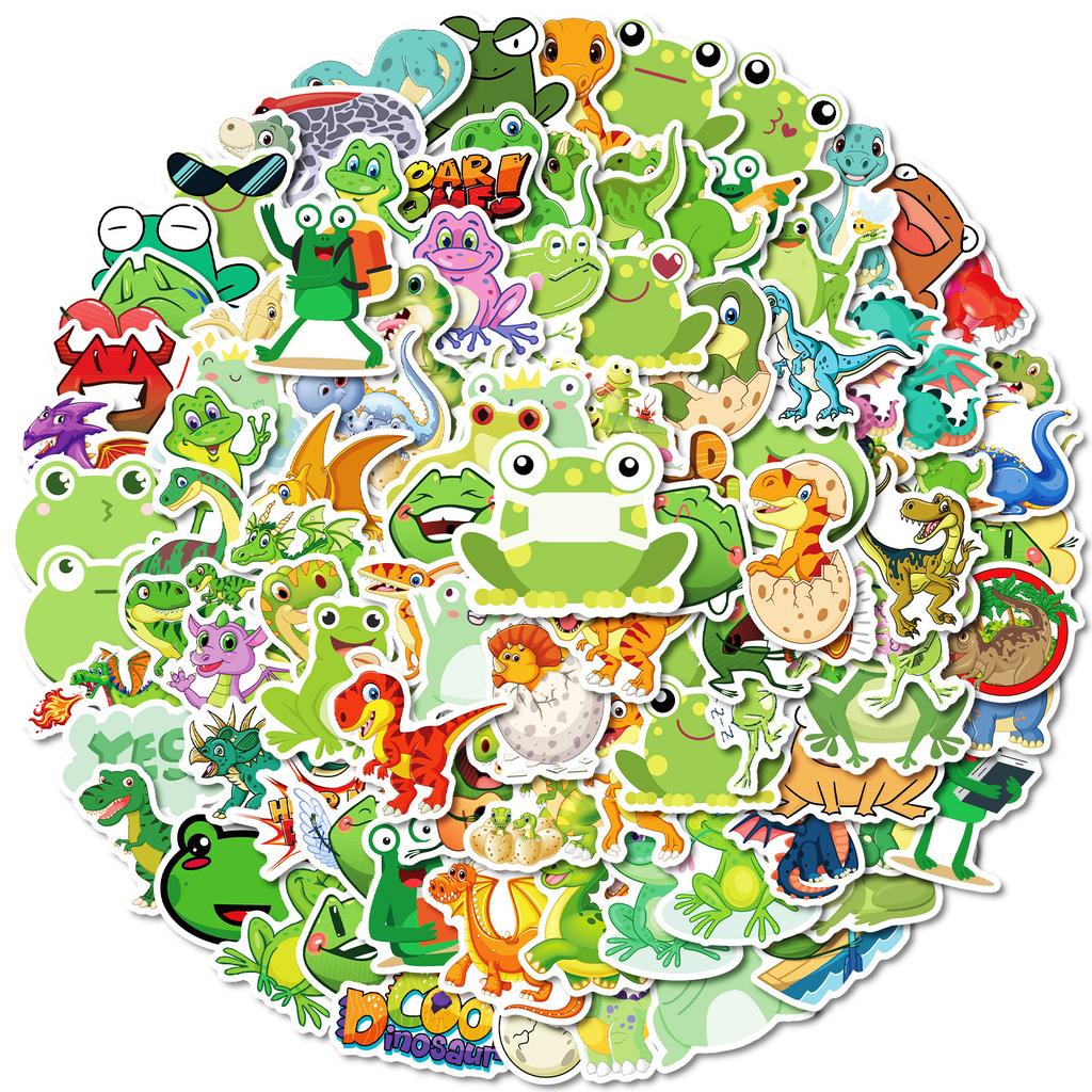 100 Cute Hand-Painted Small Animals Graffiti Mix And Match Stickers Frog Dinosaurs Do Not Repeat Stickers