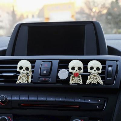 Yousheng 3ks Osvěžovače vzduchu do auta Lebka Gotická Usmívající se Lebka Klip do ventilace auta Difuzér Auto Aromaterapie Halloweenská Dekorace Interiéru Auta