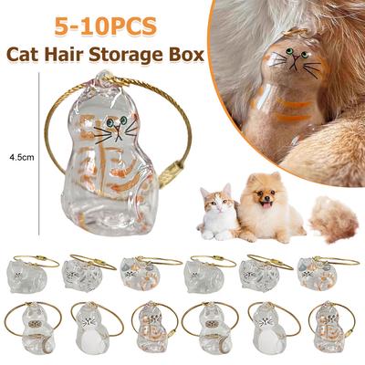 Porte-clés Chat Porte-clés Chat Transparent Bouteille de Rangement pour Poils Boîte de Rangement pour Poils d'Animaux de Compagnie Capsule de Rangement pour Poils de Chat Porte-clés pour Amoureux des Animaux
