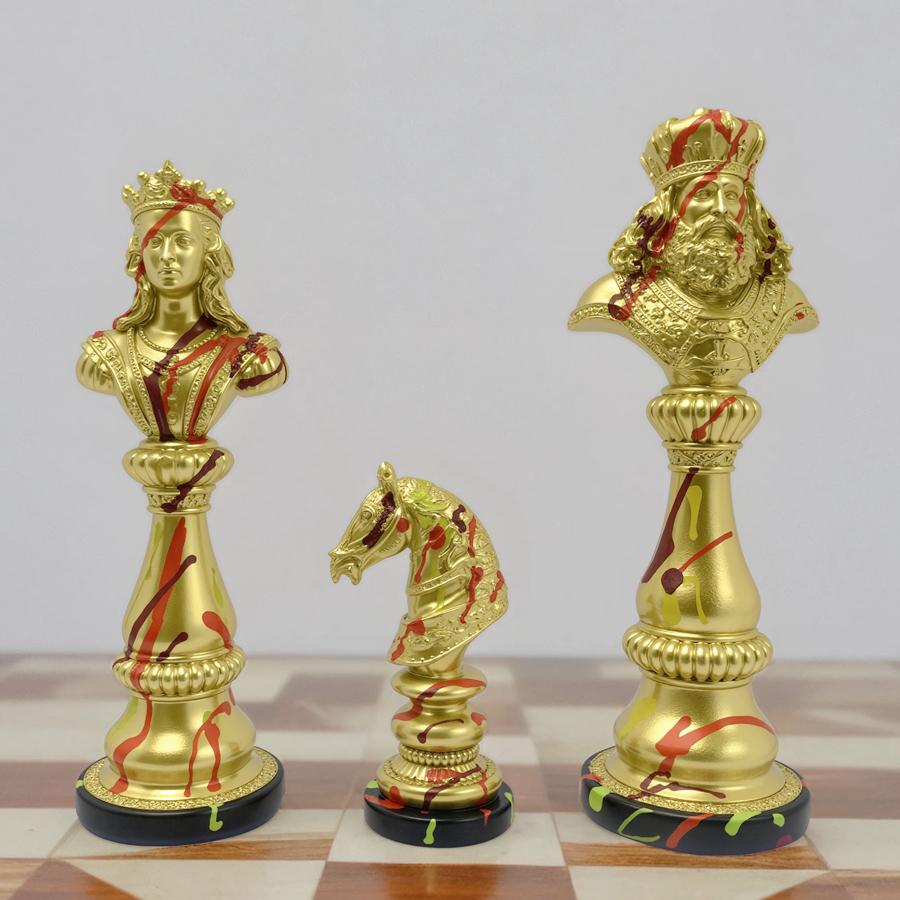 3pc International Chess Sculpture Decoration, Resin Chess Statue,  Chess Pieces Window Display Ornament, Creative Home Decor