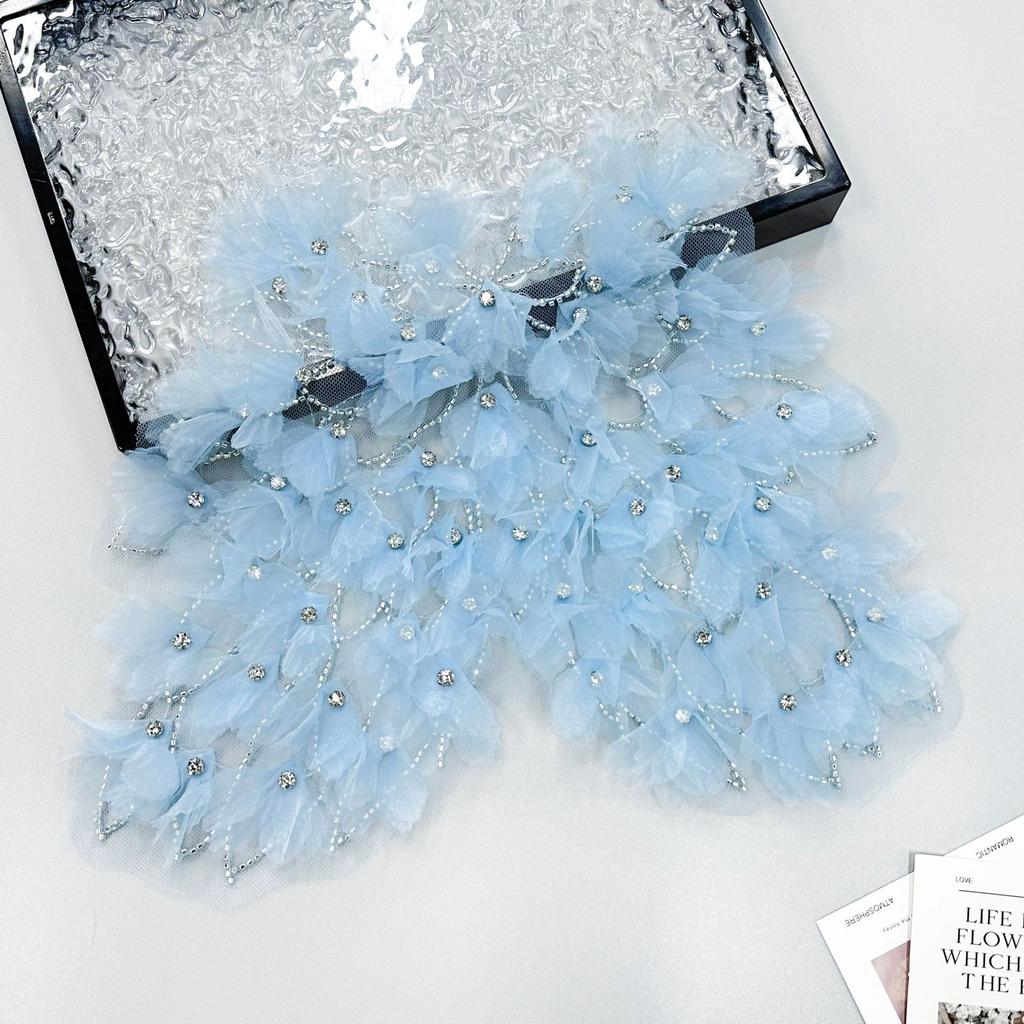 Exquisite Beaded Rhinestone Chiffon Flower Decorative Cloth Sticker Clothing Dress Wedding Dress Suspender Accessories Front Collar Cloth Sticker