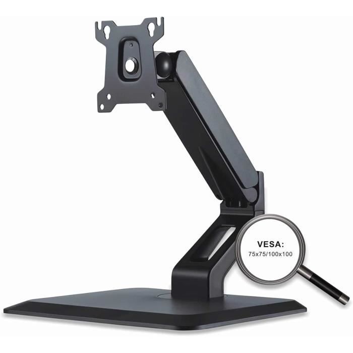 Support de moniteur - puremounts - vesa 100x100 - noir - réglable en hauteur - inclinable 90°/-90°