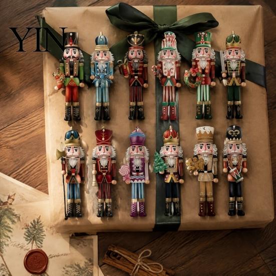 Indoor Christmas Tree Trim 48Pcs Nutcracker Wooden Ornaments, Classic Soldier Hanging Decorations, Vintage Durable Xmas Wood for Holiday Decor