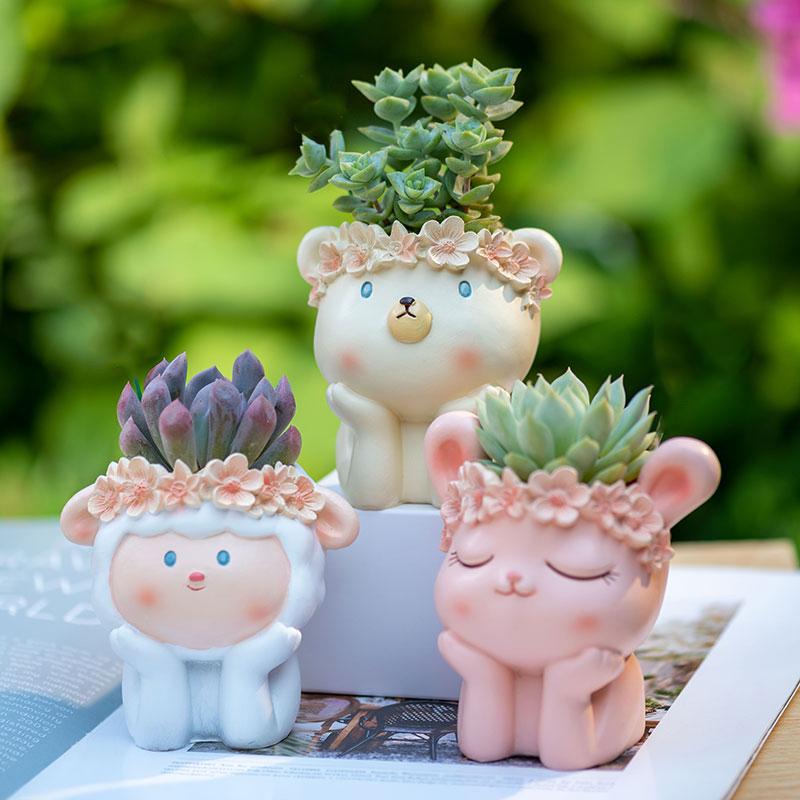 1 Stück Niedlicher Tier-Pflanztopf für Sukkulenten, Luftpflanzen, Kreativer Behälter für Blumenarrangements für Küche, Wohnzimmer, Schlafzimmer, Heimdekoration