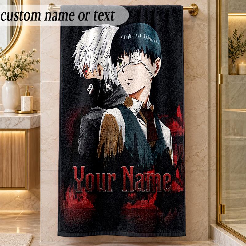 Beach TowelTokyo Ghoul Custom Name Text Personalized Soft Towel for Beach Pool Indoor Home Decor Gift