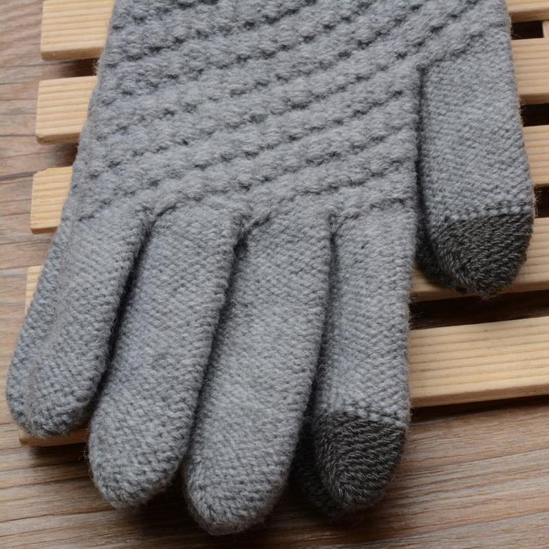 Winter Touch Screen Gloves Women Men Warm Stretch Knit Mittens Imitation Wool Full Finger Guantes Female Crochet Thicken
