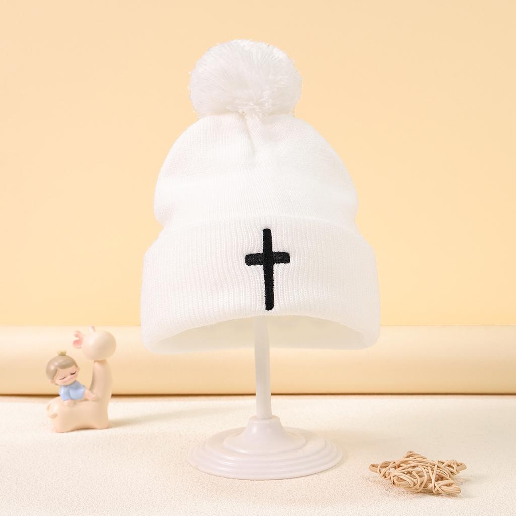 Autumn And Winter Warm Fashion Embroidered Cross Knitted Lightweight Elastic Beanie