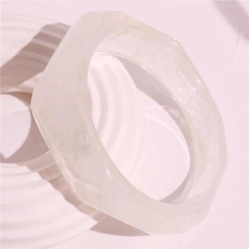Geometric Resin Bangles Irregular Retro Hand Ring Temperament Chunky Bracelets  Lady