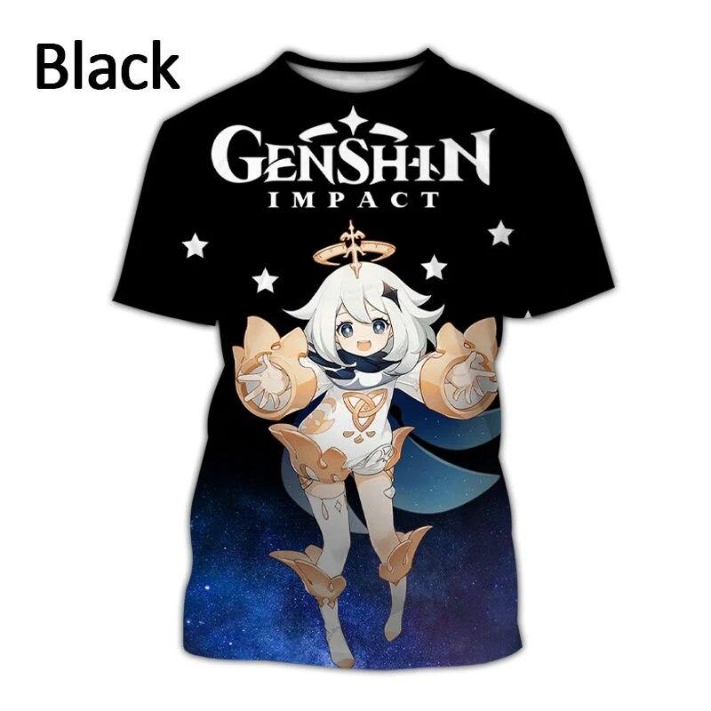 Summer Genshin Impact 3D Printed T-shirt Men's and Women's Anime Shirts Casual Fashion Cool Round Neck Short-sleeved Shirt