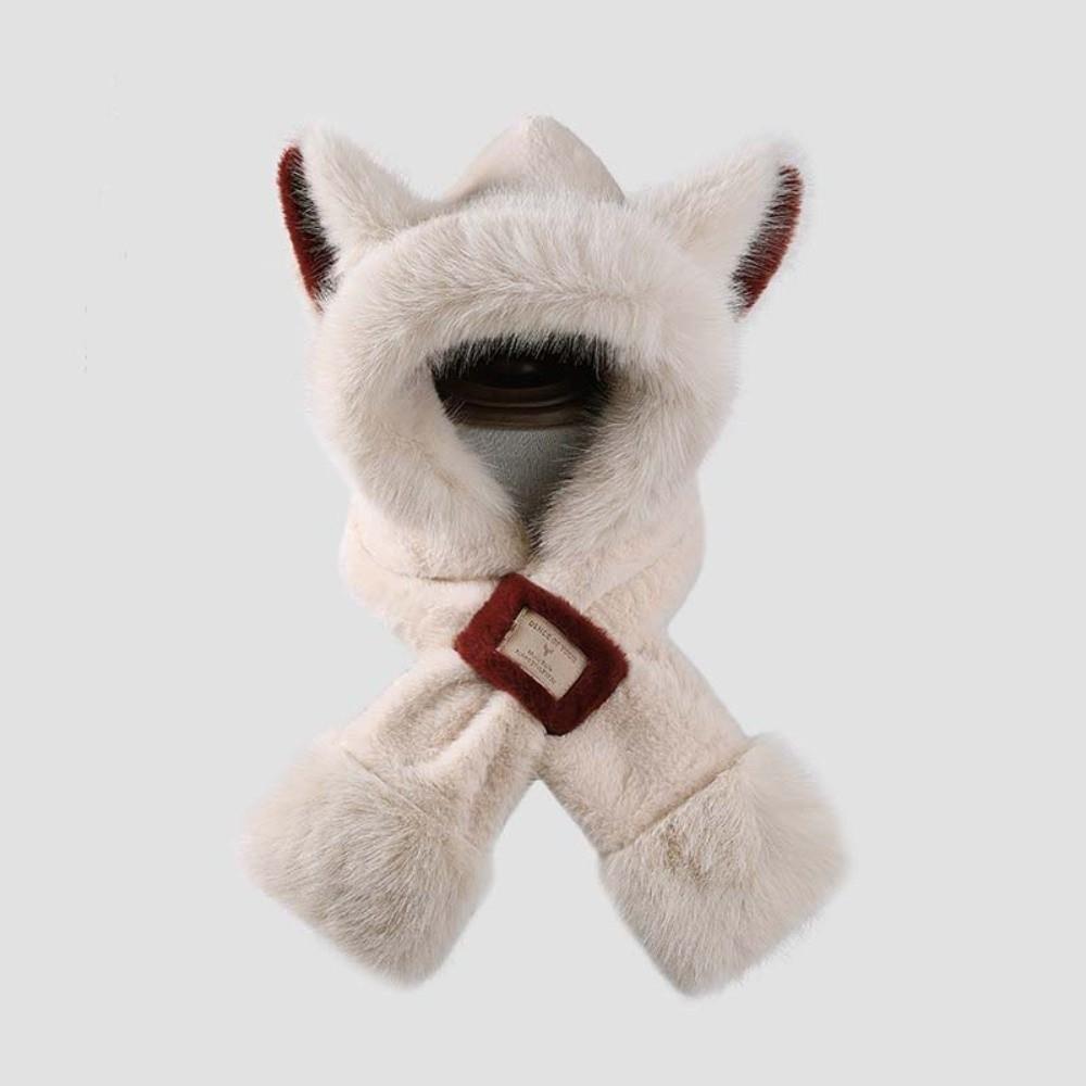 Cartoon Winter Plush Hat Anti-cold Ear Protection Cap Cute Animal Ear Scarf Hat  Daily