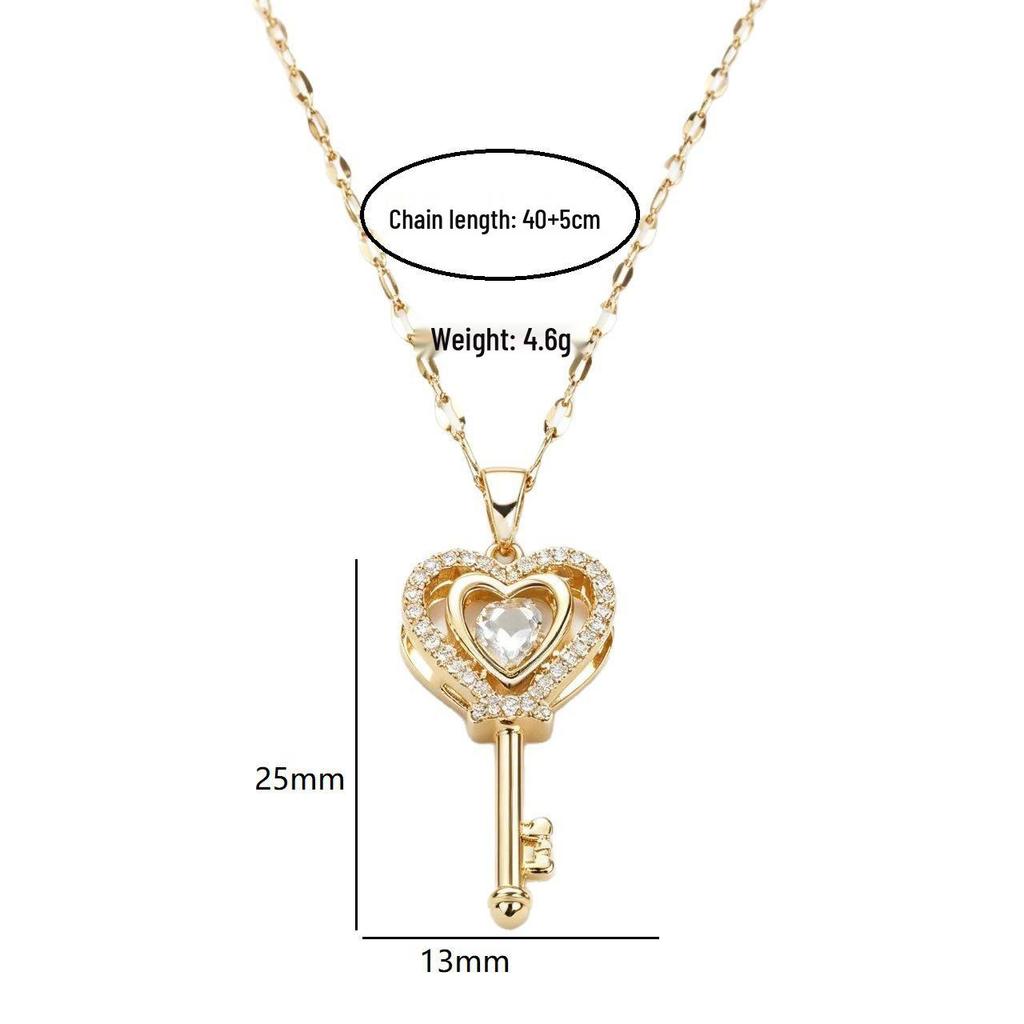 Elegant Zirconia Beating Heart Titanium Necklace for Women - Light Luxury Clavicle Chain Jewelry