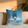 Travel Fantasy Heavenly Palace Theme Poster Cushion Cover Cozy Velvet Throw PillowSoft Warm Cushion For Sofa  Bed
