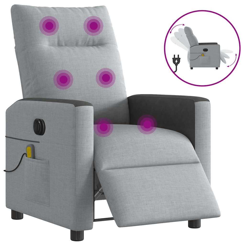 Foldable Massage Armchair, Electric, Light Gray, Fabric