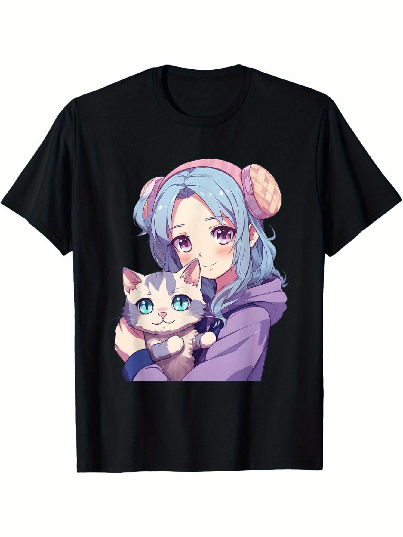 

Japanese Kawaii Girl Anime & Cats Cute Gifts for Teens Girls T-Shirt women clothes harajuku y2k top women clothing S