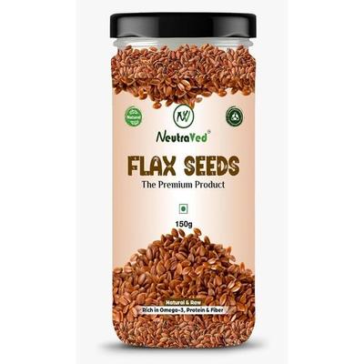 Graines de Lin NeutraVed 150g | Graines d'Alsi Marron Gestion du Poids, Gel pour Cheveux | Acides Gras Oméga-3 | Aliment Naturel à Grignoter - Pot de 150g