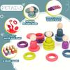 Montessori Toys Wooden Color Sorting Stacking Rings Toy Rainbow Peg Dolls Counting Toys Circular Building Blocks for Toddlers