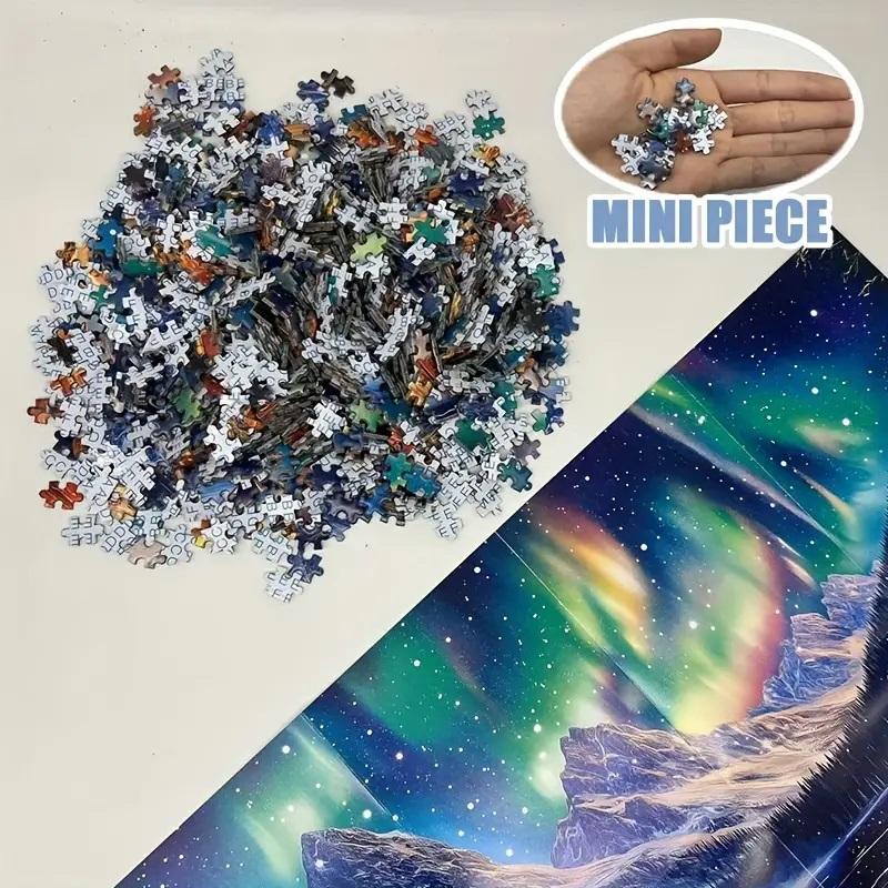 1000Pcs Northern Lights Winter Cabin Puzzle,Diy Gifts Vintage Household Wall Art Retro Decoration Poster Paintings For Room Pub Club