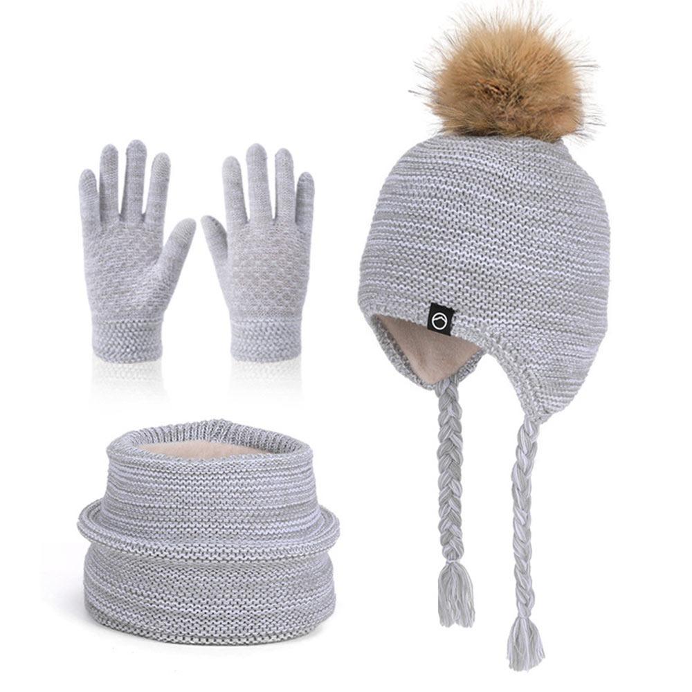 Windproof Toddler Bonnet Plush Beanies Hat Fashion Pompom Knitted Hats Outdoor
