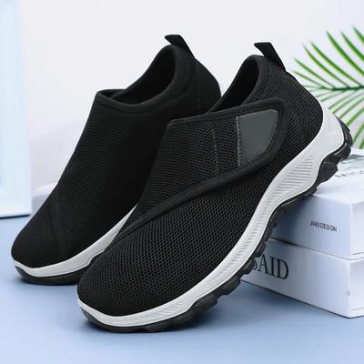Men's Casual Fashion Sneakers Adjustable Wide Feet Walking Shoes Outdoor Anti-slip Sport Shoes Solid Color Simple Men's Shoes