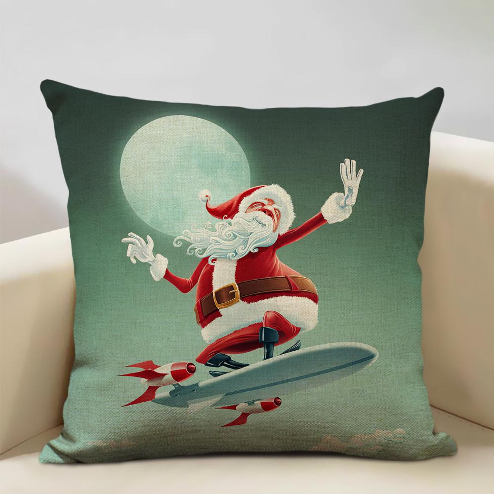 Christmas Decorative Cushion Cover Santa Claus Snowman Pillow Case 45x45cm Pillowcase Happy New Year Home Decor