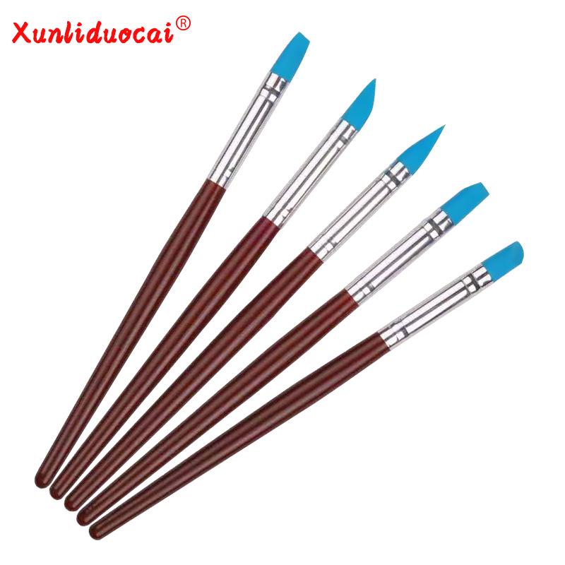 

5-Piece Soft Tip Silicone Pen Set for Trace Removal & Multi-Purpose Polymer Clay Tools 5-piece set, 30g чёрный/синий