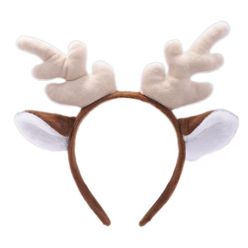 Cute Korean Style Antler Headband Internet Celebrity Hair Accessory with Plush Hair Hoop and Face Mask for Christmas Headwear