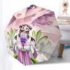 1pc Outdoor Umbrella with Anime Girl and Flowers Design - Automatic Opening/Closing, Portable 3-Fold Design, 8-Bone Iron Frame, Perfect Gift for