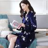 Women's Robe In The Long Section Thickened Nightgown Printed Long-sleeved Leisure Bathrobe