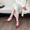 Shoes for Women 2026 New Summer Pointed Toe Stiletto Women's Sandals Advanced Sense Solid Color Buckle Strap Dress Sandals Women
