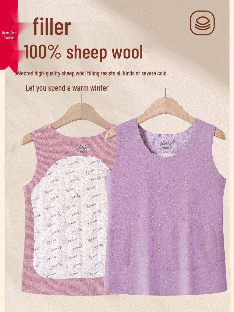 De Róng Women's Seamless Warm Vest - Winter Plus Velvet, Thickened Stomach Protection, Heating Base Layer, Cotton Camisole