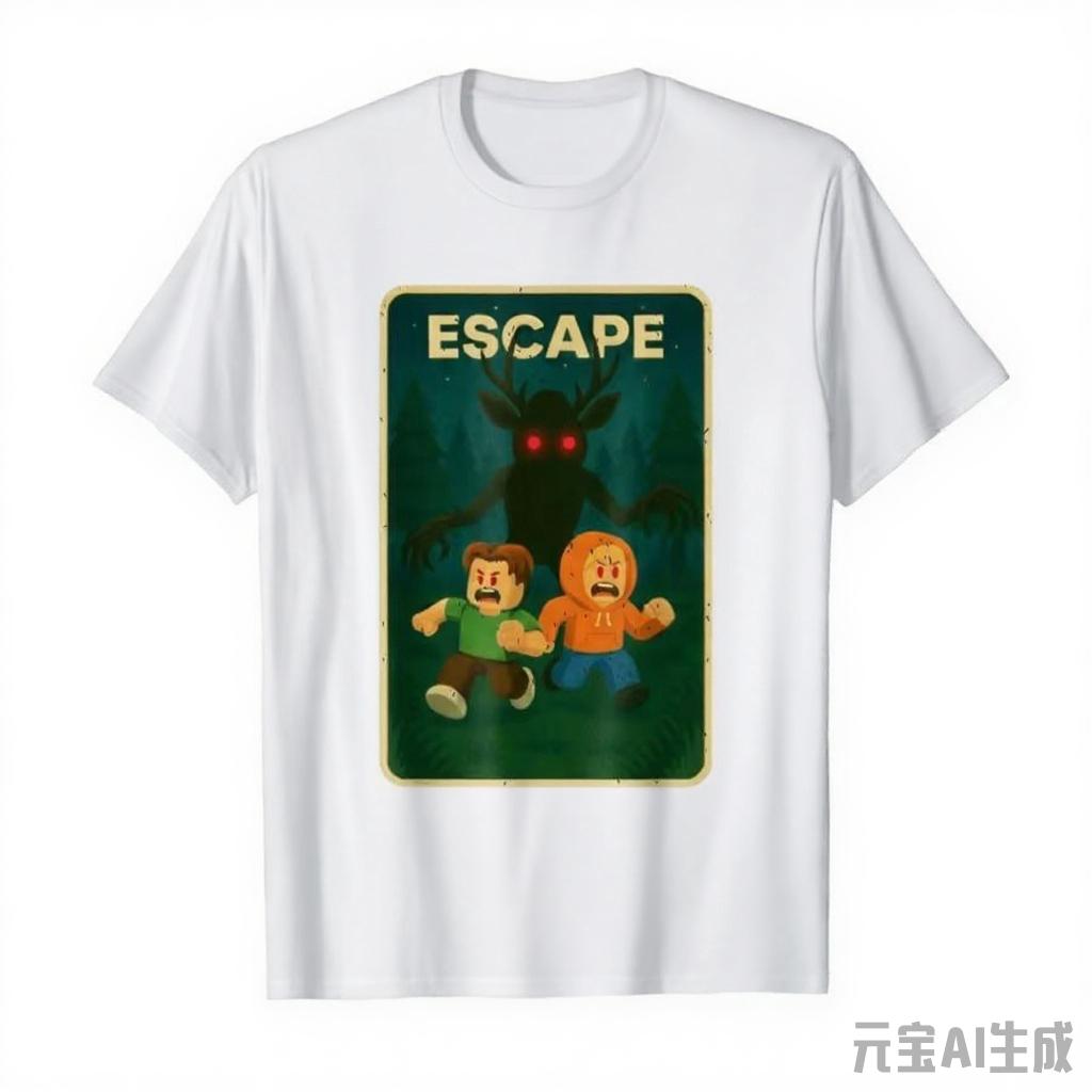 Run - 99 Nights Halloween Gamer Deer In The Forest Kids Meme T-shirt for Men Women 100% Cotton T Shirts Short Sleeve Tops