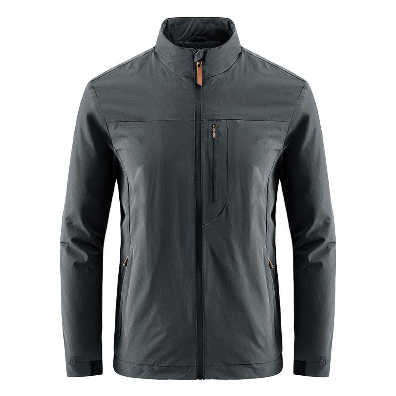 Spring and Autumn Four-sided Elastic Jacket, Men's Casual Outdoor Waterproof Quick-drying Breathable Stand-up Collar Jacket, Men's