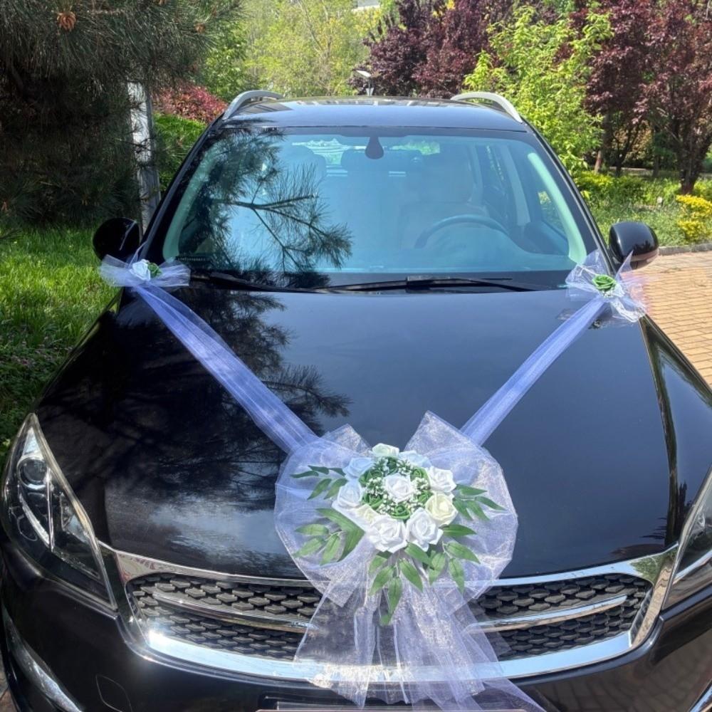 Decorazione per Auto Nuziale Senza Pollini Nastro di Garza Multicolore per Auto Fiocco 'Just Married'