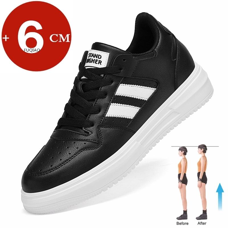 Plus Size Elevator Sneakers Men's Genuine Leather Casual Sports Shoes 6CM Height Increasing Shoes for Men Women Walking Shoes