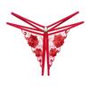 Lace Sexy Thong Ladies Cross Belt Ultra Thin Hollow Temptation Panties Open Crotch Pearl Cutout Thong