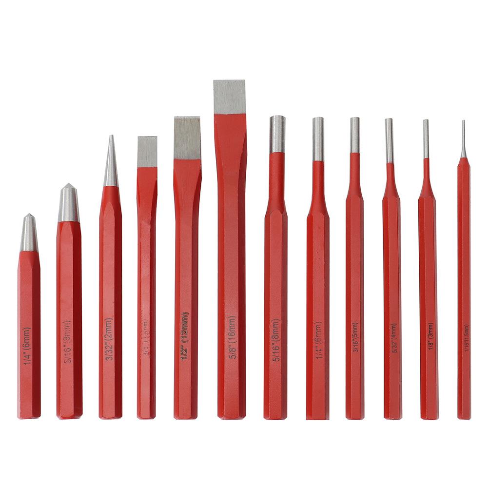 12 Pcs Punch And Chisel Set Digging Tools Chisel Sharpener Center Punch Stonecutter Mechanics Woodworking Punching Tools Kit
