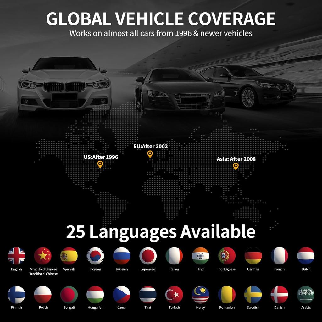 OBD2 Scanner for Car Bluetooth 5.4 - Codes Can Be Read and Cleared Quickly with Android and iOS Compatible - Diagnosis of The Vehicle's Engine, ABS,