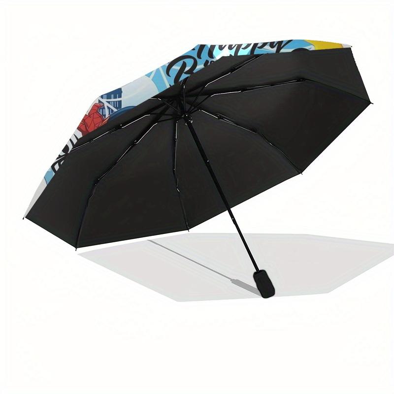 Spider-Man,Birthday,Web Theme Automatic Compact Folding Cute Umbrella - Portable and Durable, 8-Bone Iron Umbrella for All Weather0707059