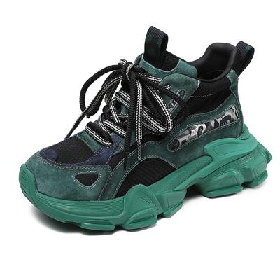 Moda Plataforma 6CM Primavera Otoño Hueco Zapatos Cómodos Mujer Malla de Aire Piel Genuina Zapatilla Chunky Sandalias Vulcanizado Transpirable Mocasín