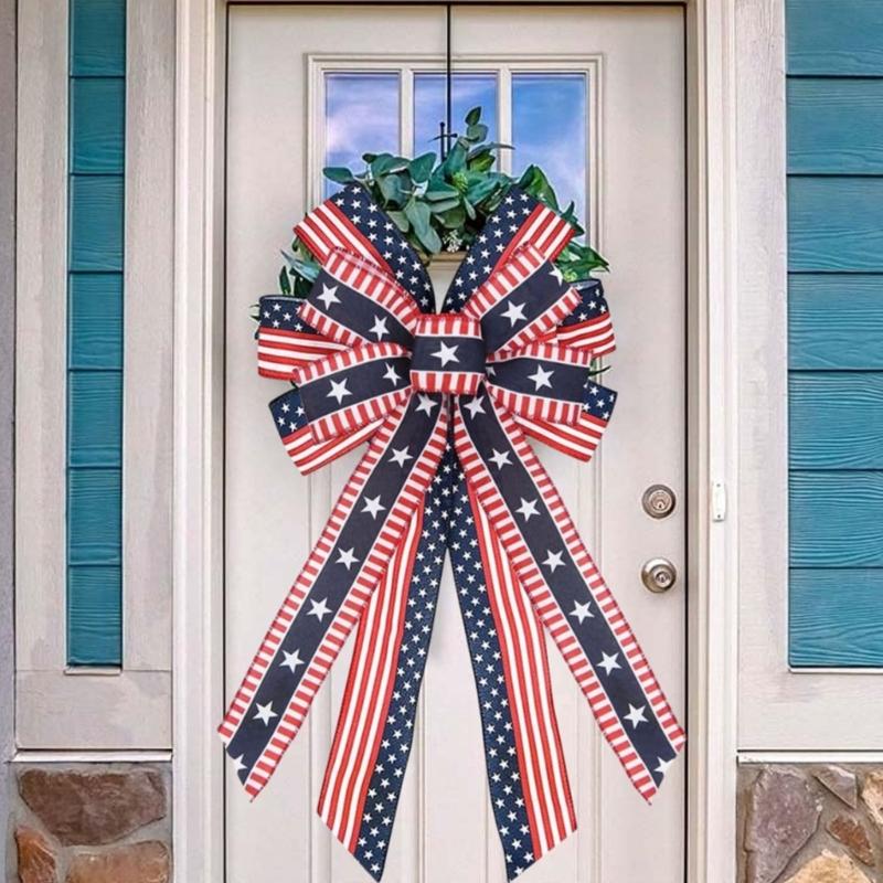 Festival Patriotic Ribbon Bows Handmade DIY Craft Decorative Bowknot For Independence Day Home Party Decoration