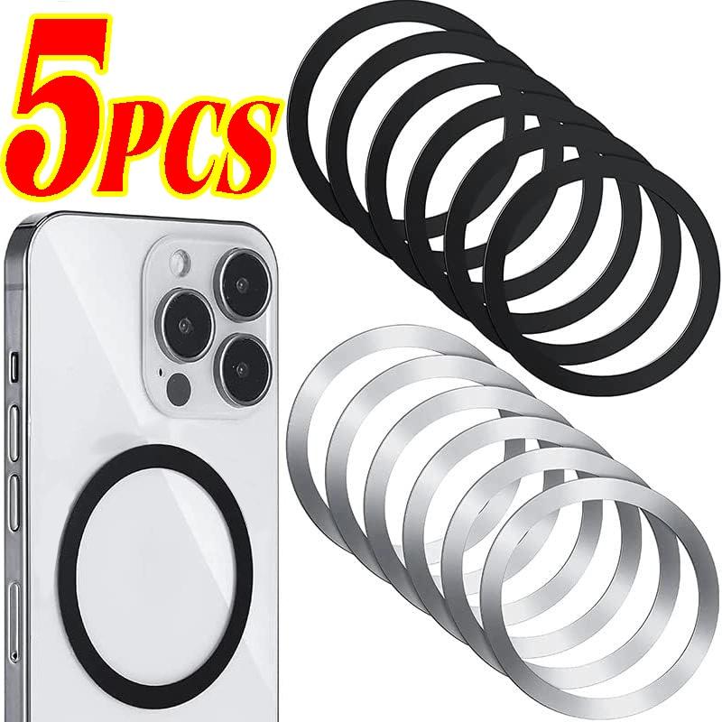 5 pièces Acier Inoxydable Universel Magnétique Plaque Métallique Anneau Pour iPhone Chargeur Sans Fil Autocollant Feuille de Fer Aimant Support Téléphone Voiture