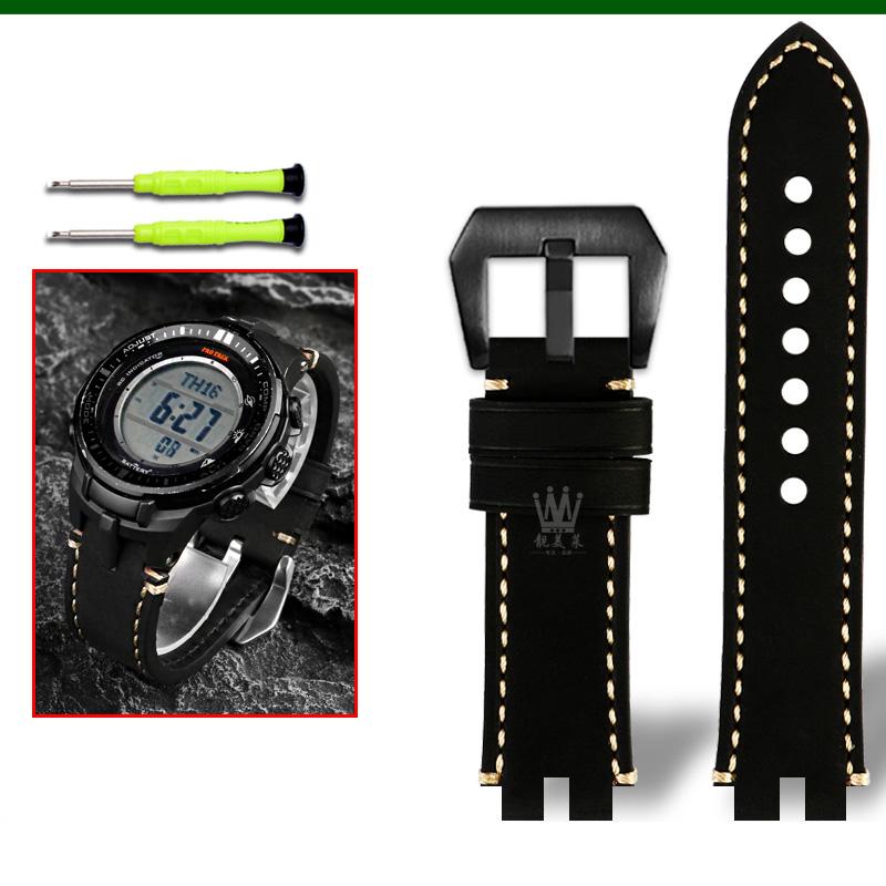 

Классический ретро-ремешок из натуральной телячьей кожи для часов Casio ProTrek PRW3000/3100/6000/6100Y PRG300 Series Bracelet Watch Accessories 24mm