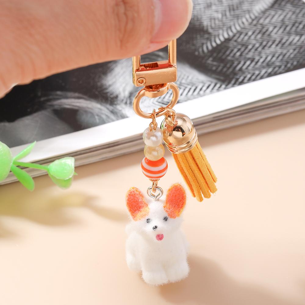 Cute Puppy Dog Keychain 3D Animal Key Ring Pendants for Women Girls Handbag Decor DIY Kid's Jewelry Gift