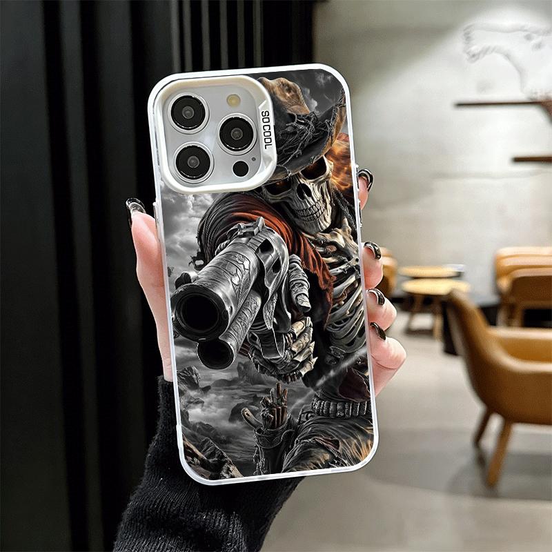 

Reaper Skull Skeleton Gun Shockproof Phone Case for iPhone 17 Air 16 16E 15 Pro Max 14 Plus 13 Mini 12 Back Cover Anti Fall Fund iPhone 12