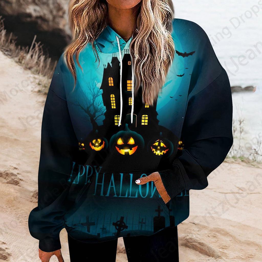 Happy Halloween 3d Print Hoodie Women Fashion Oversized Hoodies Women Sweats Halloween Hoodie Sweatshirt Women Tracksuits Coat