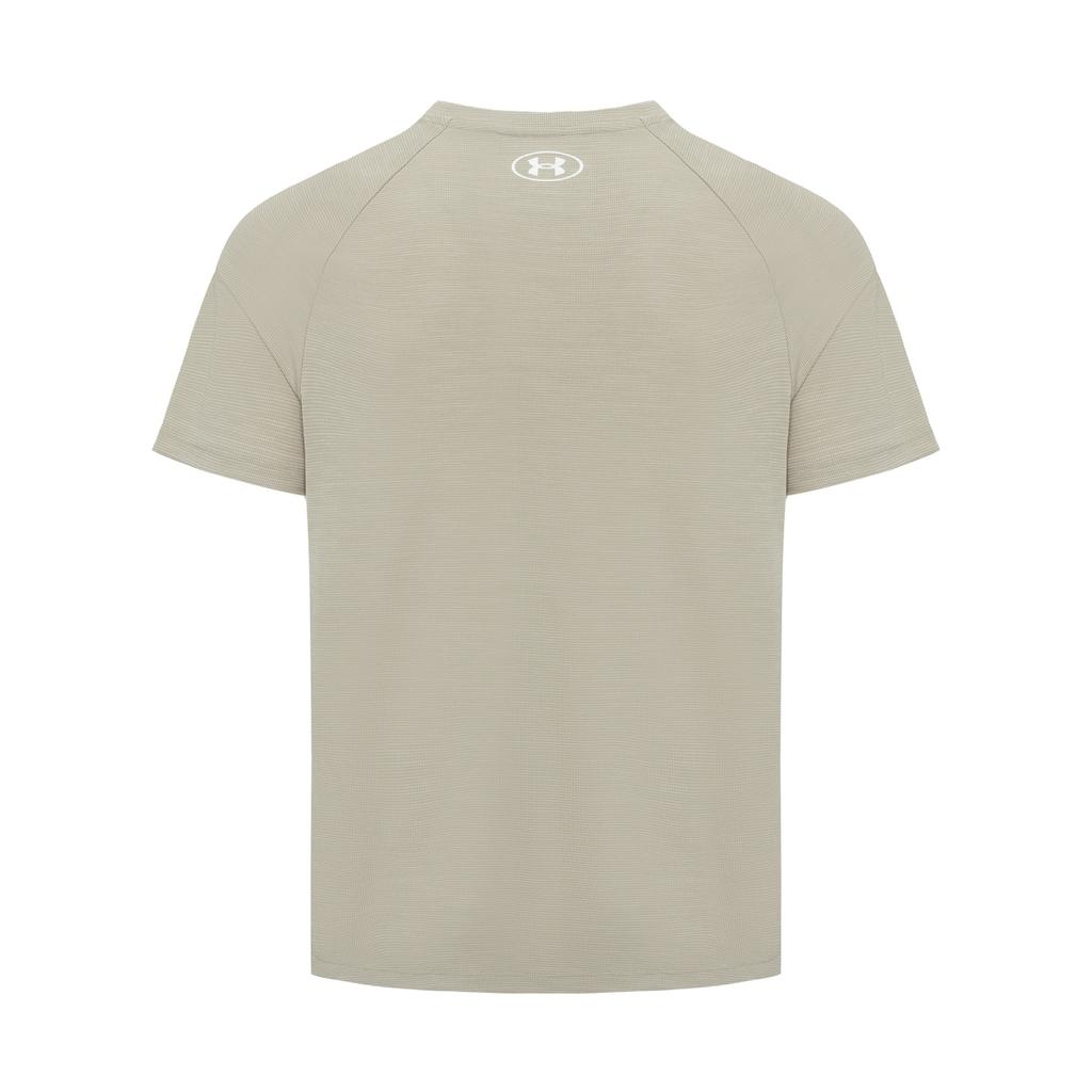Under Armour Tech Texture Training Fitness Comfortable Breathable Logo Short Sleeve T-Shirt Men Tops Forest-Dog-Brown-Gray 1382796-203