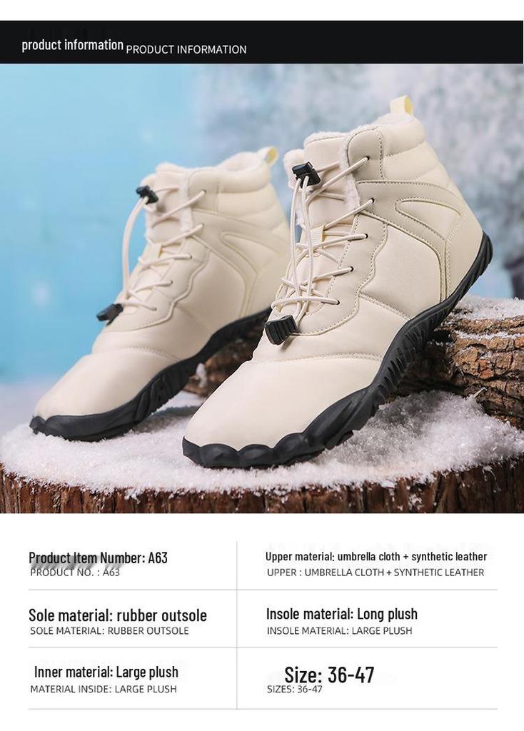 Men's and Women's Waterproof Non-Slip Outdoor Snow Boots with Thick Sole and Warm Velvet, Autumn/Winter Style