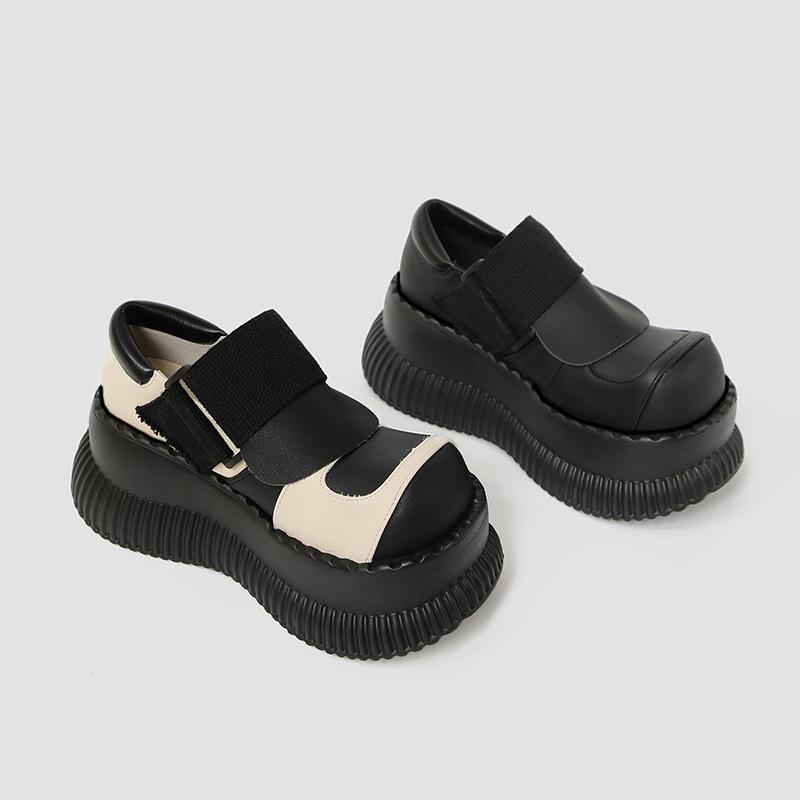 Fashion Women's Black Mary-Jane Platform Pumps Round Closed Toe Ankle Strap Shoes Women's Fashion Chunky Heels Lolita College Shoes