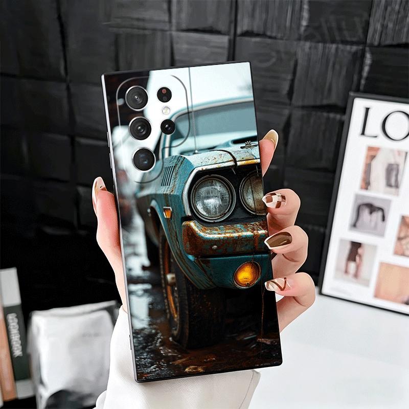 Vintage Car Retro Nostalgia Soft Phone Case for Samsung Galaxy S26 S25 Edge S24 Ultra S23 Plus S22 S21 FE S20 Black Cover Back S